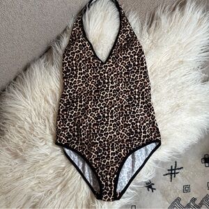 American Apparel Leopard Print Halter Swimsuit NWOT